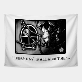 Wednesday Napping With Bats -Every Day Is All About Me - Black Outlined Version Tapestry