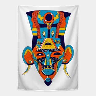 Orange Blue African Mask 6 Tapestry