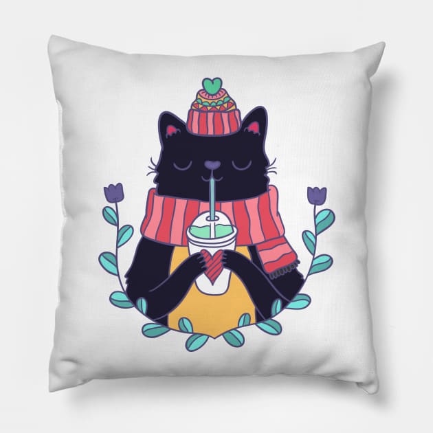 Winter cat Pillow by kostolom3000