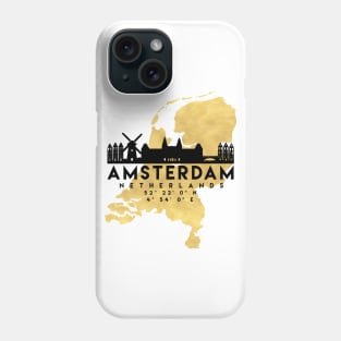 Amsterdam Netherlands Skyline Map Art Phone Case