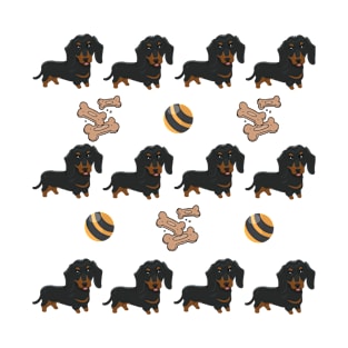 Dachshund with ball and dog treats pattern T-Shirt