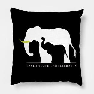 Save the African Elephants (Black) Pillow