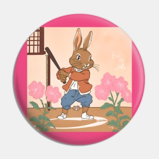 Vintage Baseball Player Since Young Rabbit Lover Pin