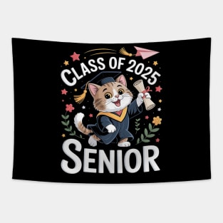 Womens British Longhair Cat Graduation Class Of 2025 School Senior Tapestry