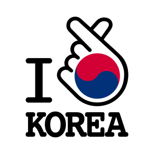 south korea flag with finger heart, kpop love sign gift T-Shirt