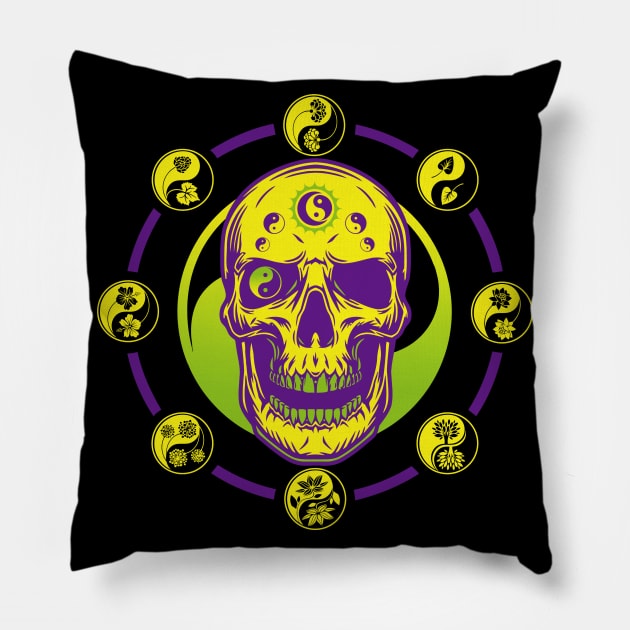 Skull of tai chi N°8 Pillow by couleur365