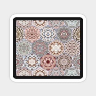 Hexagonal Oriental and ethnic motifs in patterns. Magnet