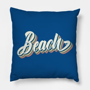 Beach, Retro, Vintage, Classic, Cool, Distressed Text, Surf, Pillow