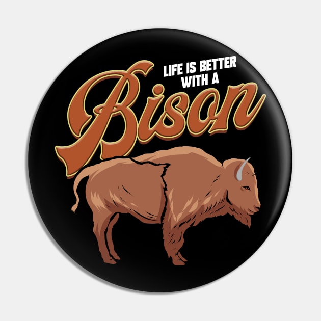 Bison Buffalo Lover Gift Pin by ChrisselDesigns