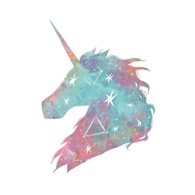 Watercolor Unicorn Stars by InkedinRed