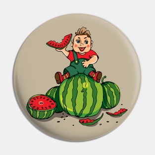 funny kid with watermelon Pin