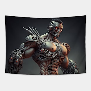 Muscular Robot Man Tapestry