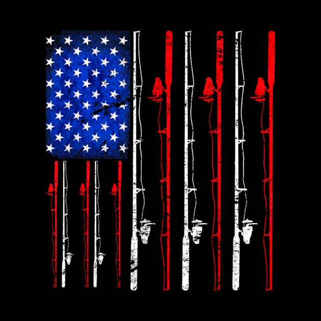 American Flag Fishing Rod Fishing Lover by Derrick Ly