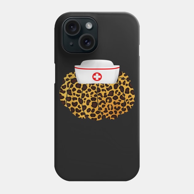 Halloween Costume Nurse Hat Leopard Print Pumpkin Phone Case by Christyn Evans