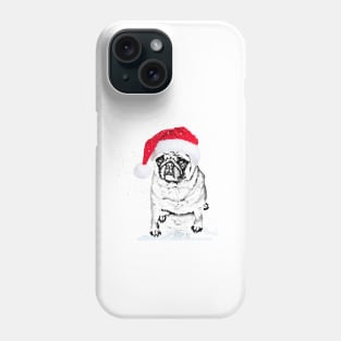 Dog in the snow on Christmas Phone Case