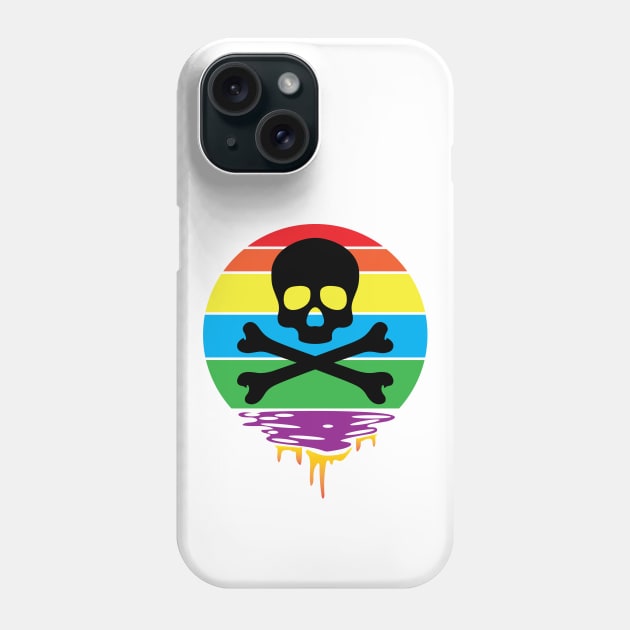 Skull and Bones Rainbow Sunset Phone Case by Shawnsonart