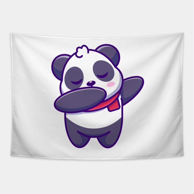 Cute baby panda dabbing cartoon Tapestry by Wawadzgnstuff