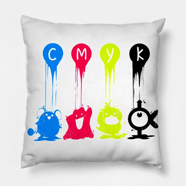 CMYK Poka Fan Parody Cartoon Pillow by TerBurch