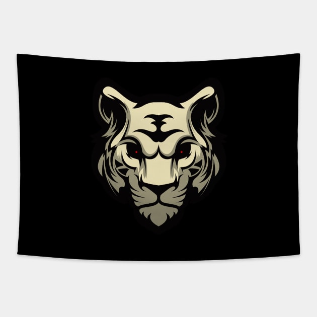 Silver Tiger Tapestry by Kunstlerstudio