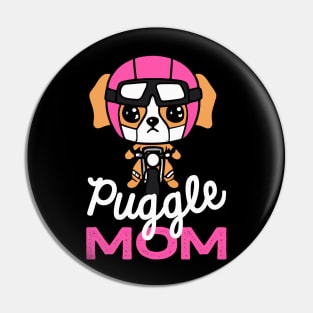 Puggle Mom Racing Funny Dog Owner Retro Dog Mother Pin