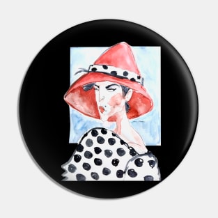 Woman In red hat Pin