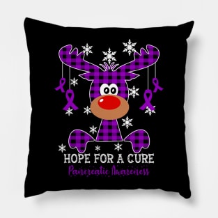 Reindeer Hope For A Cure Pancreatic Awareness Christmas Pillow