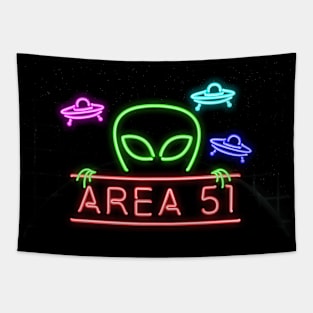 Area 51 Man Cave Neon Pipe Sign Tapestry