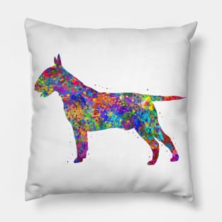 Bull Terrier dog watercolor Pillow