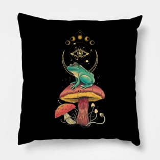 Frog Mushroom Cottagecore Aesthetic Pillow