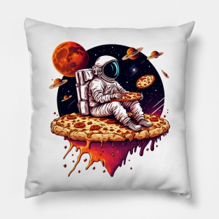 Astronaut in space eating pizza Pillow