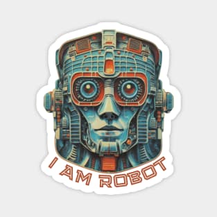 I am Robot text with retro head robot Magnet