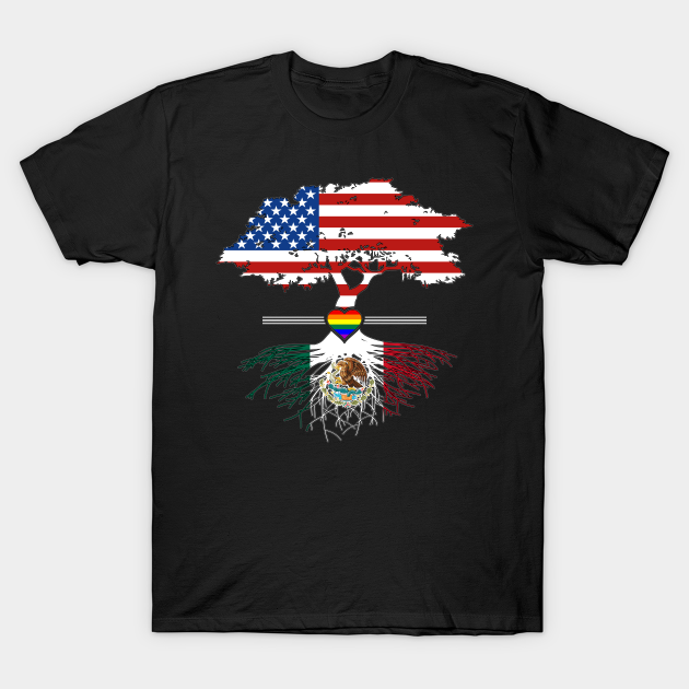 Discover American Grown Mexican Roots Gay Heart LGBT Pride - American - T-Shirt