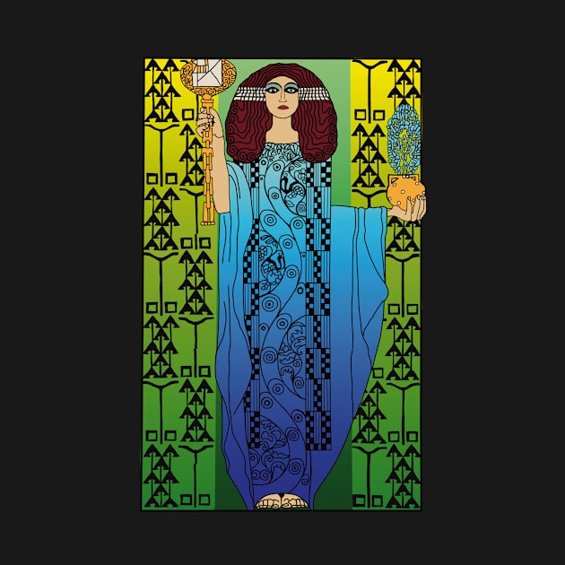 Art nouveau lady (blue on green) by Soth Studio