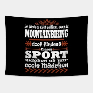 Mountainbiken Downhill Sport Mädchen Berge Tapestry