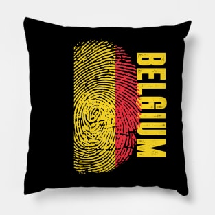 Belgium Flag Fingerprint My Story DNA Belgian Pillow