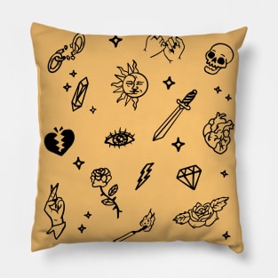 Old School Tattoo Pattern Drawing Pillow