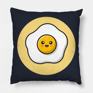 Cute Egg Fried Cartoon Vector Icon Illustration Pillow