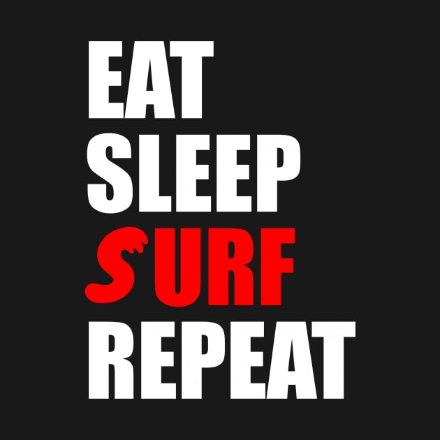 eat sleep surf repeat by Typography Dose
