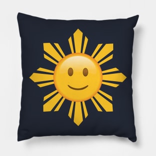 Smiling Filipino Sun Emoji Face Pillow