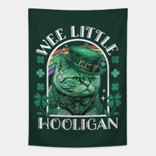 Wee Little Hooligan Cat Leprechaun Tapestry