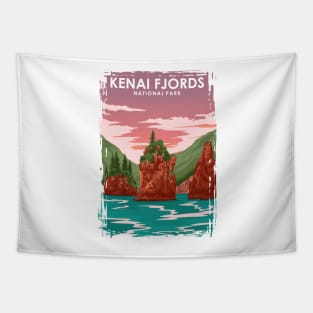 Kenaj Fjords National Park Vintage Travel Poster Tapestry