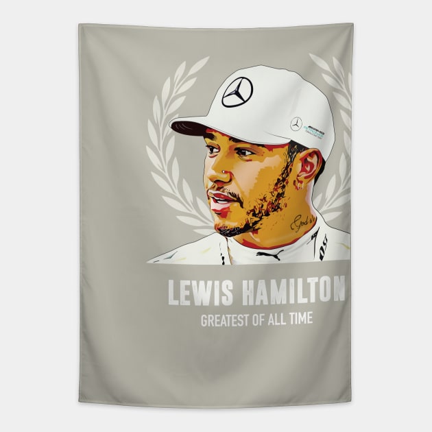 Lewis Hamilton - Greatest of All Time Tapestry by MoviePosterBoy