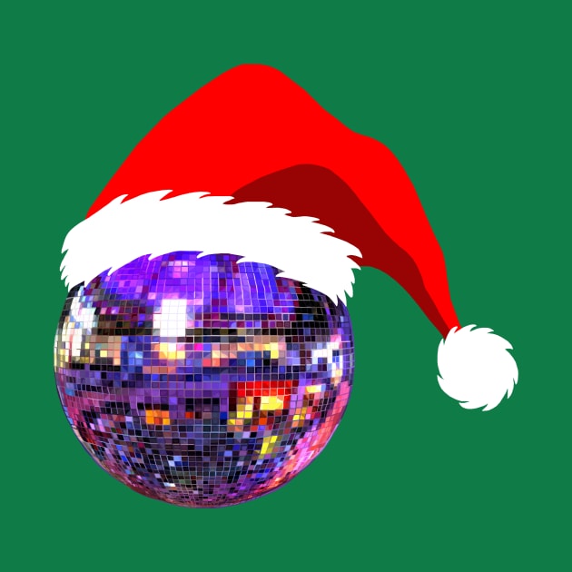 Jolly Disco Ball with Santa Hat by Art by Deborah Camp