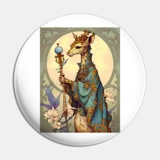 Art Nouveau Fantasy Anthropomorphic Giraffe Wizard Pin