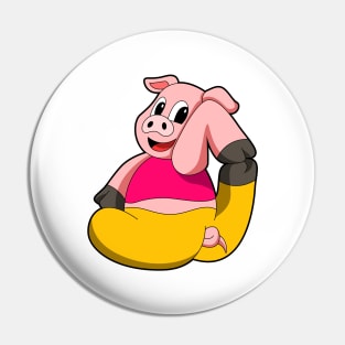 Pig at Yoga funny Pin