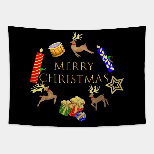 Merry Christmas Card Tapestry by DesignsByMonique