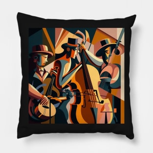 Abstract Art - men playing JAZZ Pillow