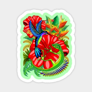 The Lizard, The Hummingbird and The Hibiscus Magnet