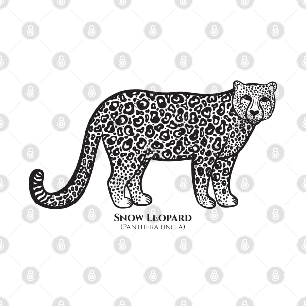 Snow Leopard with Common and Latin Names - light colors by Green Paladin