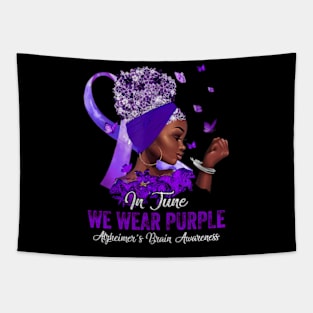 In June Wear Purple black womens Alzheimer's Brain Awareness Tapestry